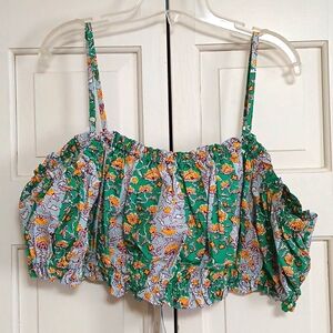 RHODE Floral Green Crop Top